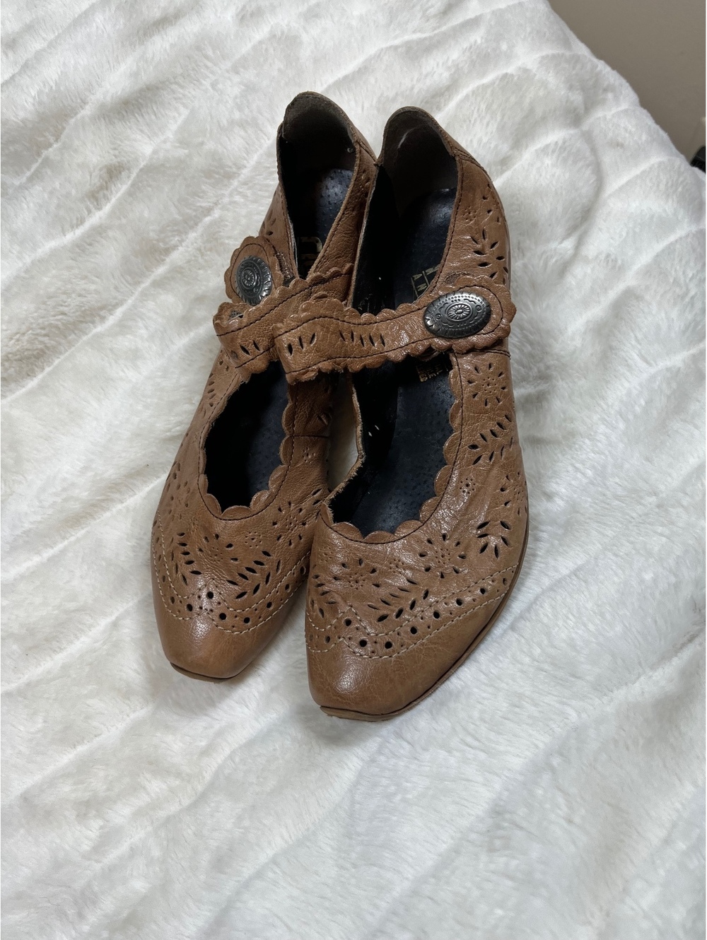 Rieker European 38/ US 7 Brown Mary Jane Fall Retro Work Office Block Heel Shoes